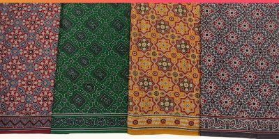 Ajrakh pattern sarees by Shree Suchitra 1